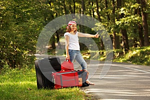 Young hitch-hiker girl