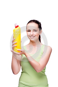 The young housewife in cleaning concept