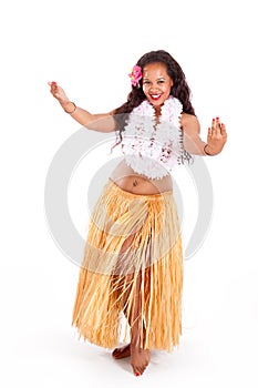 Young hula dancer dancing