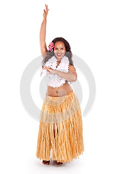 Young hula dancer posing