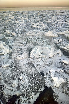 Young ice nilas at freshwater Bay of Baltic