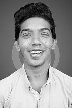 Young Indian boy looking smart in black and white