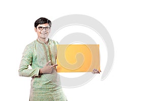 Young Indian man with Lord Ganesha , Celebrating Ganesh festival