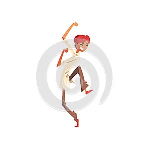 Young Indian man in traditional clothes dancing vector Illustration on a white background