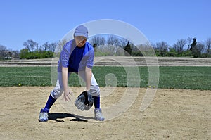 Young infield baseball player