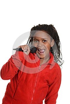 Young jamaican girl with microphone