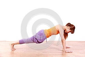 Young Japanese Woman Doing push-up