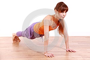 Young Japanese Woman Doing push-up