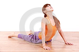 Young Japanese Woman Doing YOGA cobra pose