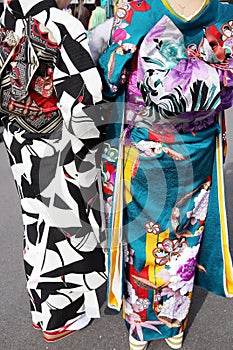 Young japanese women wearing kimono