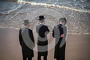 Young Jews on the coast of the Mediterranean Sea