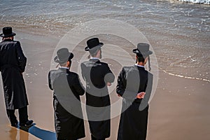 Young Jews on the coast of the Mediterranean Sea