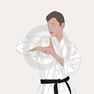 Young karateka with a black belt