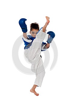 Young kid practicing karate