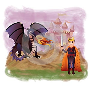 Young king and magic dragon