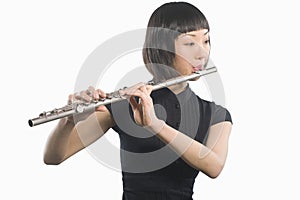 Young Korean Woman Playing Flute