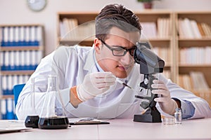 The young lab assistan working in the laboratory