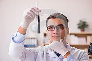 The young lab assistan working in the laboratory