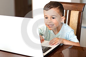 Young lad exploring internet neighborhood