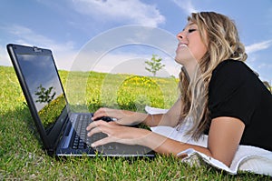 Young lady with computer