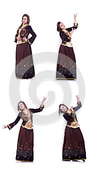 The young lady dancing traditional azeri dance