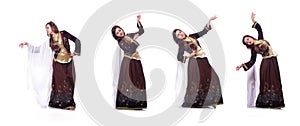 The young lady dancing traditional azeri dance