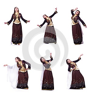 The young lady dancing traditional azeri dance