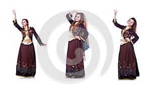 The young lady dancing traditional azeri dance