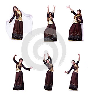 The young lady dancing traditional azeri dance