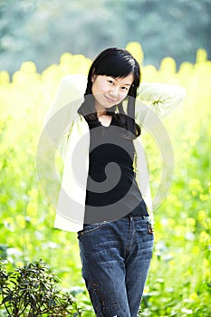 Young lady in flower fields