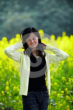 Young lady in flower fields