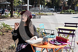 Inspired young hipster girl in la Condesa, Mexico City photo