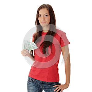 Young lady holding cash