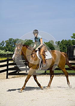 Young lady horseback riding