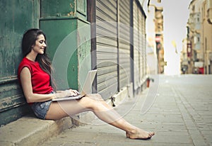 Young lady with laptop