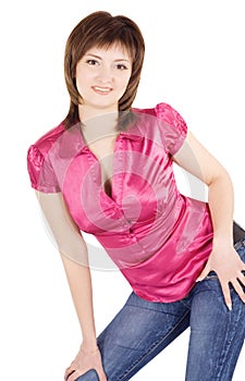 Young lady posing over white background