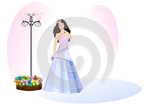 Young lady in prom dress, cdr vector