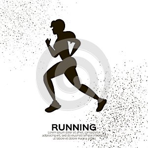 Young lady running. Happy fitness woman. Woman runner in black silhouette on white background. Jogging. Dynamic movement