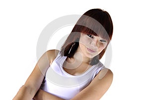 Young lady smiling studio isolated