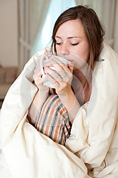 Young lady waking up