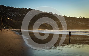 Young Lady Walking on Torrance Beach, Los Angeles County, California