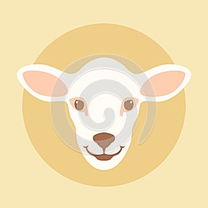 Young lamb head vector illustration style Flat