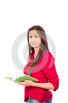 Young Latin Girl Holding Open Book