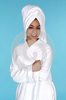 Young Latina with Hair in Towel