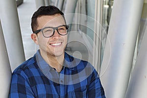 Young Latinamerican entrepreneur looking away photo