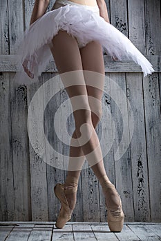 Young legs graceful ballerina