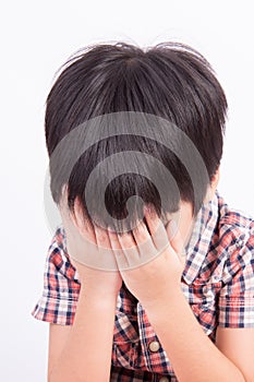 Young little boy crying or playing