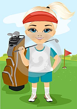Young little girl with a golf club