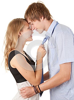 Young loving couple embracing