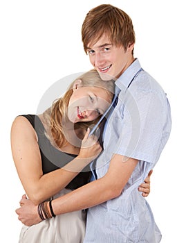 Young loving couple embracing